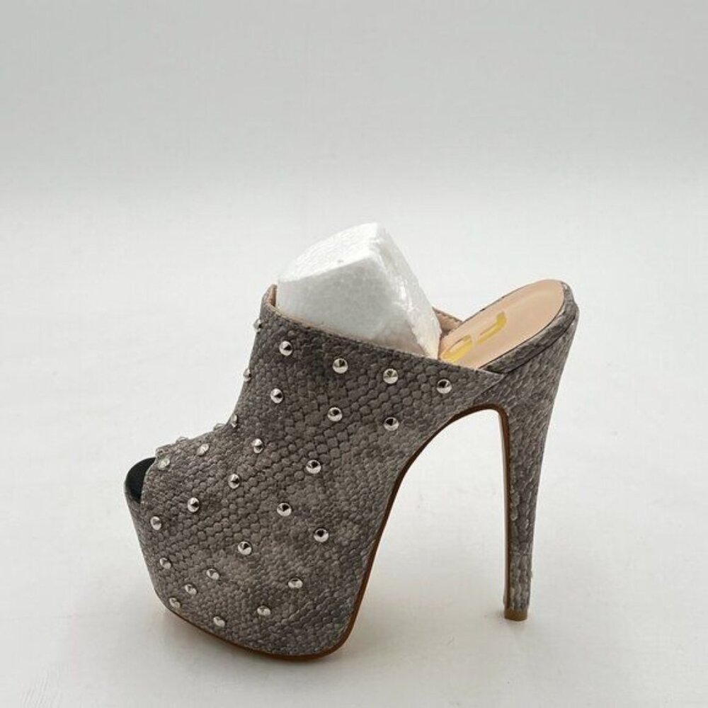 FSJ Women Sexy Studded Platform Mules Stiletto High Heel Peep Toe Slip On Summer